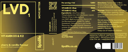 LIPO LIFE - LVD1 VITAMIN D3 AND VITAMIN K2