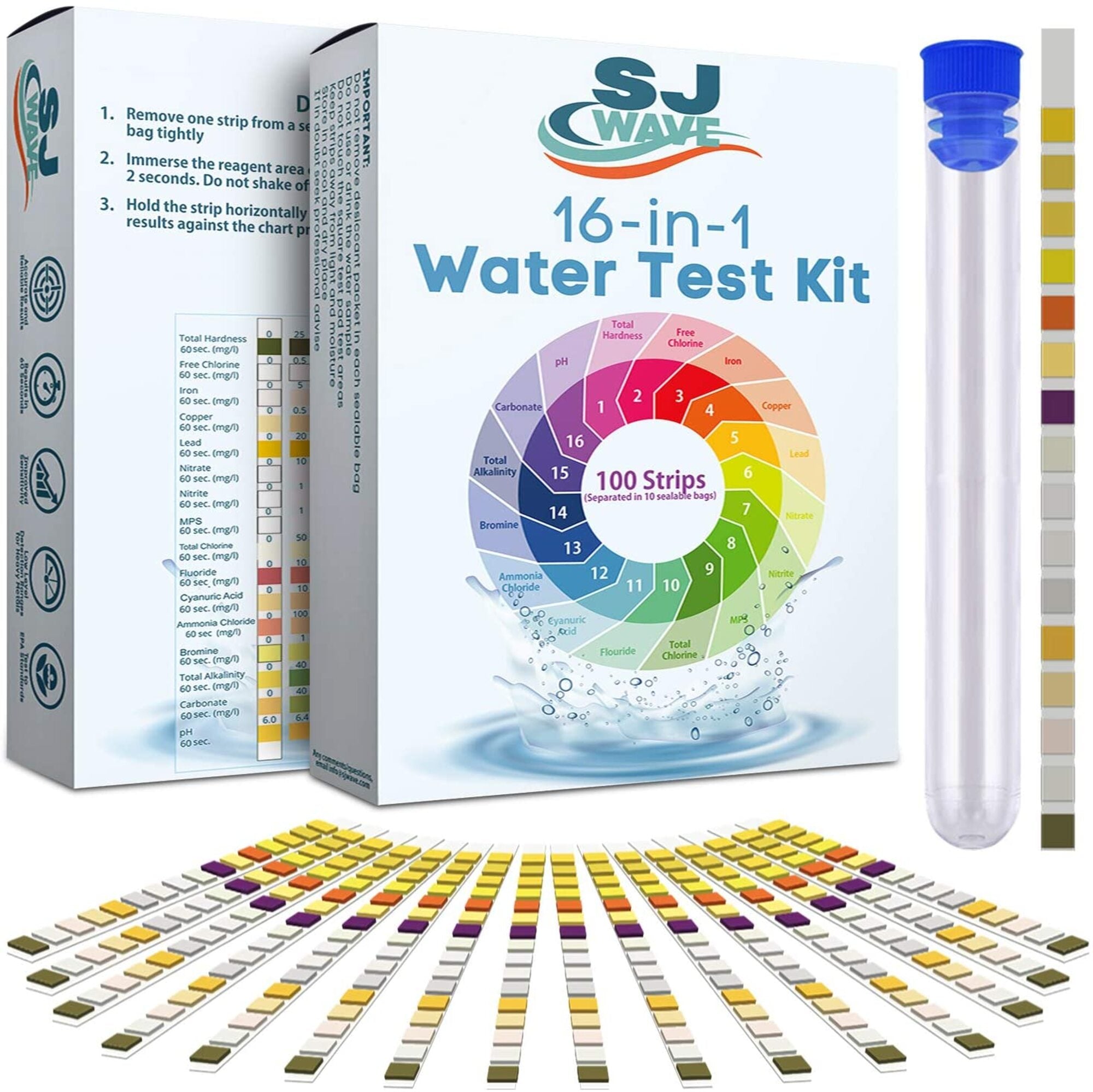 SJ WAVE - 16 IN 1 WATER TEST STRIP KIT (100'S)