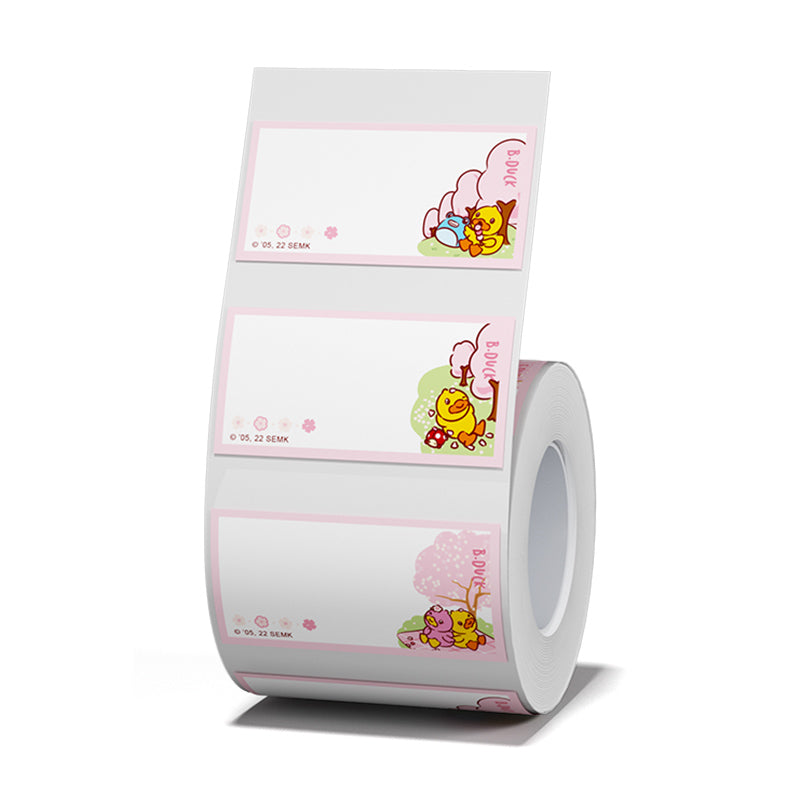 NIIMBOT - B21 / B3S - 40*20MM - 320 WHITE THERMAL LABELS - DUCK AND CHERRY BLOSSOM DESIGN