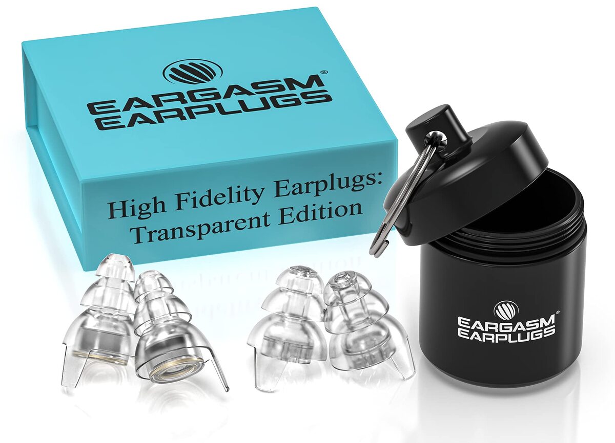 EARGASM HIGH FIDELITY EARPLUGS - SMALLER EARS OR STANDARD SIZE - TRANSPARENT EDITION