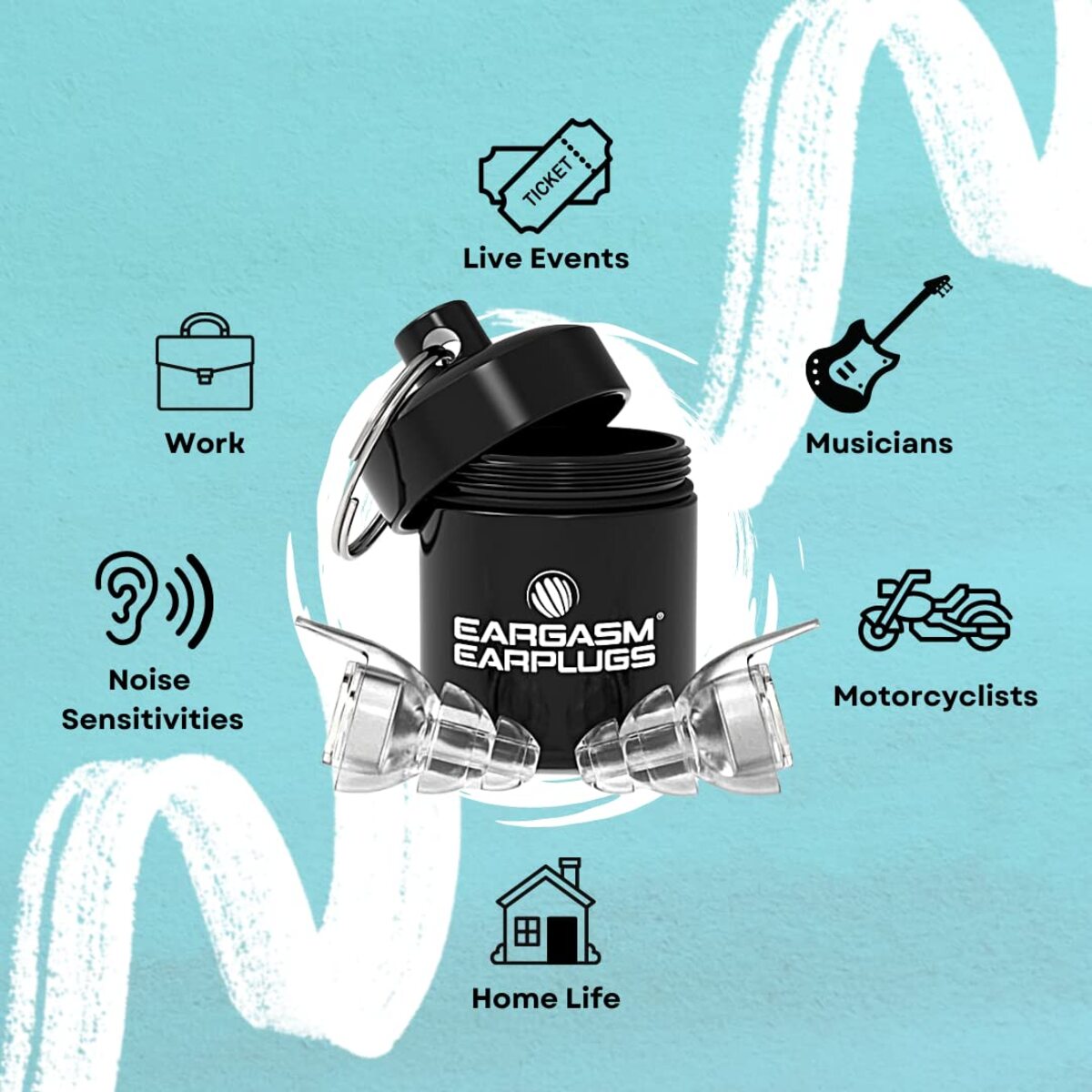 EARGASM HIGH FIDELITY EARPLUGS - SMALLER EARS OR STANDARD SIZE - TRANSPARENT EDITION