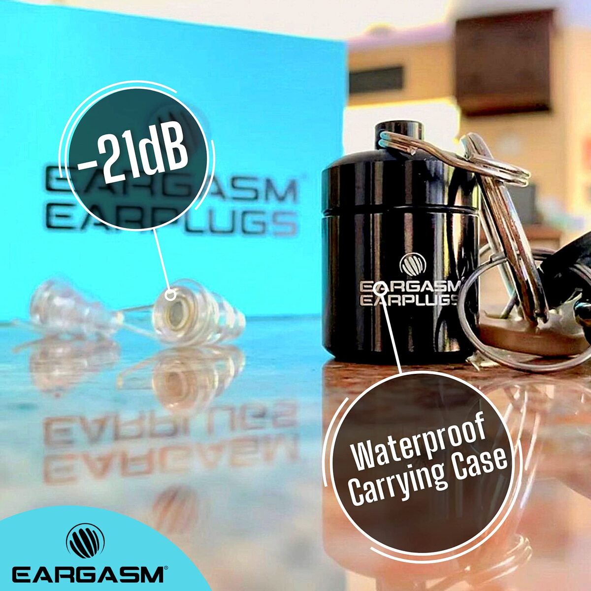 EARGASM HIGH FIDELITY EARPLUGS - SMALLER EARS OR STANDARD SIZE - TRANSPARENT EDITION