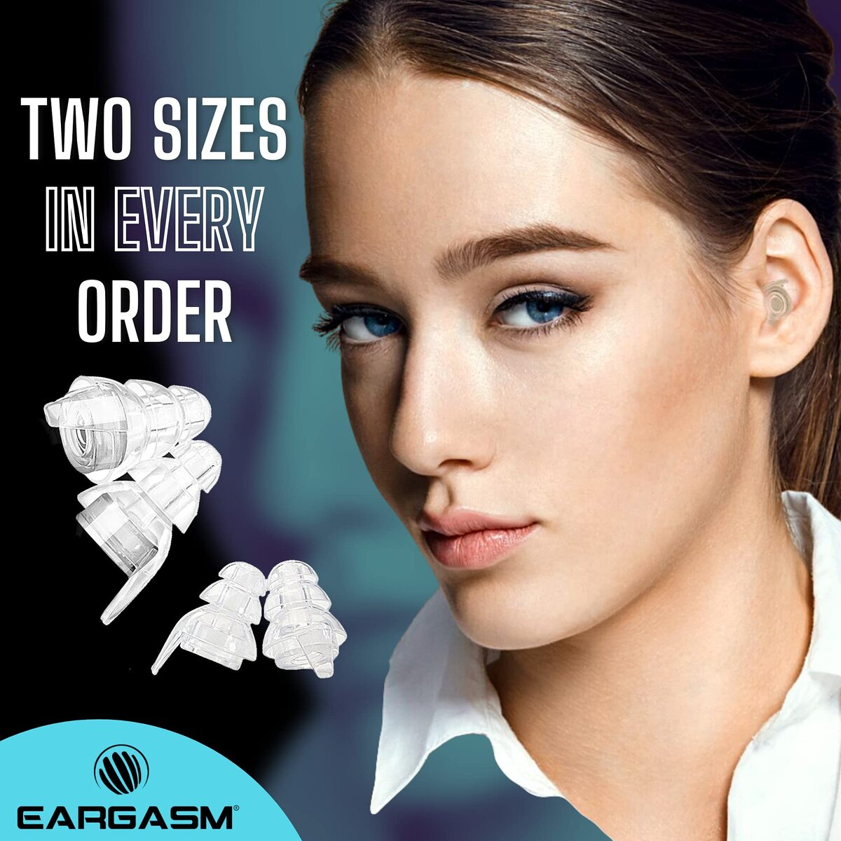 EARGASM HIGH FIDELITY EARPLUGS - SMALLER EARS OR STANDARD SIZE - TRANSPARENT EDITION
