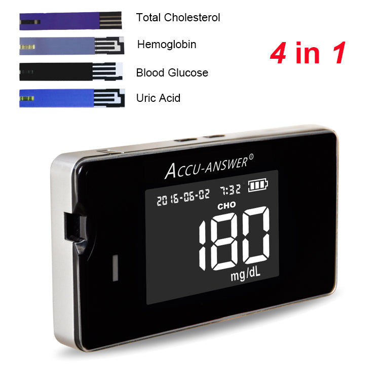 ACCU-ANSWER® ISAW® - 4 IN 1 - BLOOD TEST METER KIT INCL STRIPS - TOTAL CHOLESTEROL, GLUCOSE, HEMOGLOBIN & URIC ACID