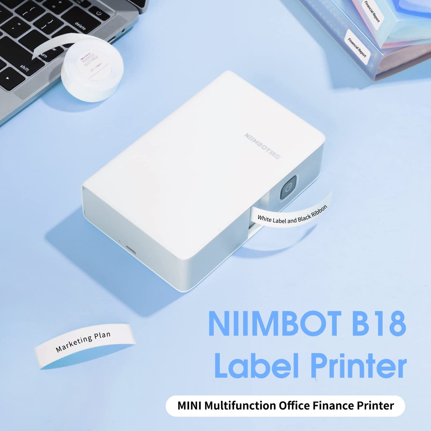 NIIMBOT - B18 - BLUETOOTH THERMAL TRANSFER LABEL PRINTER INCL FREE LABEL & RIBBON