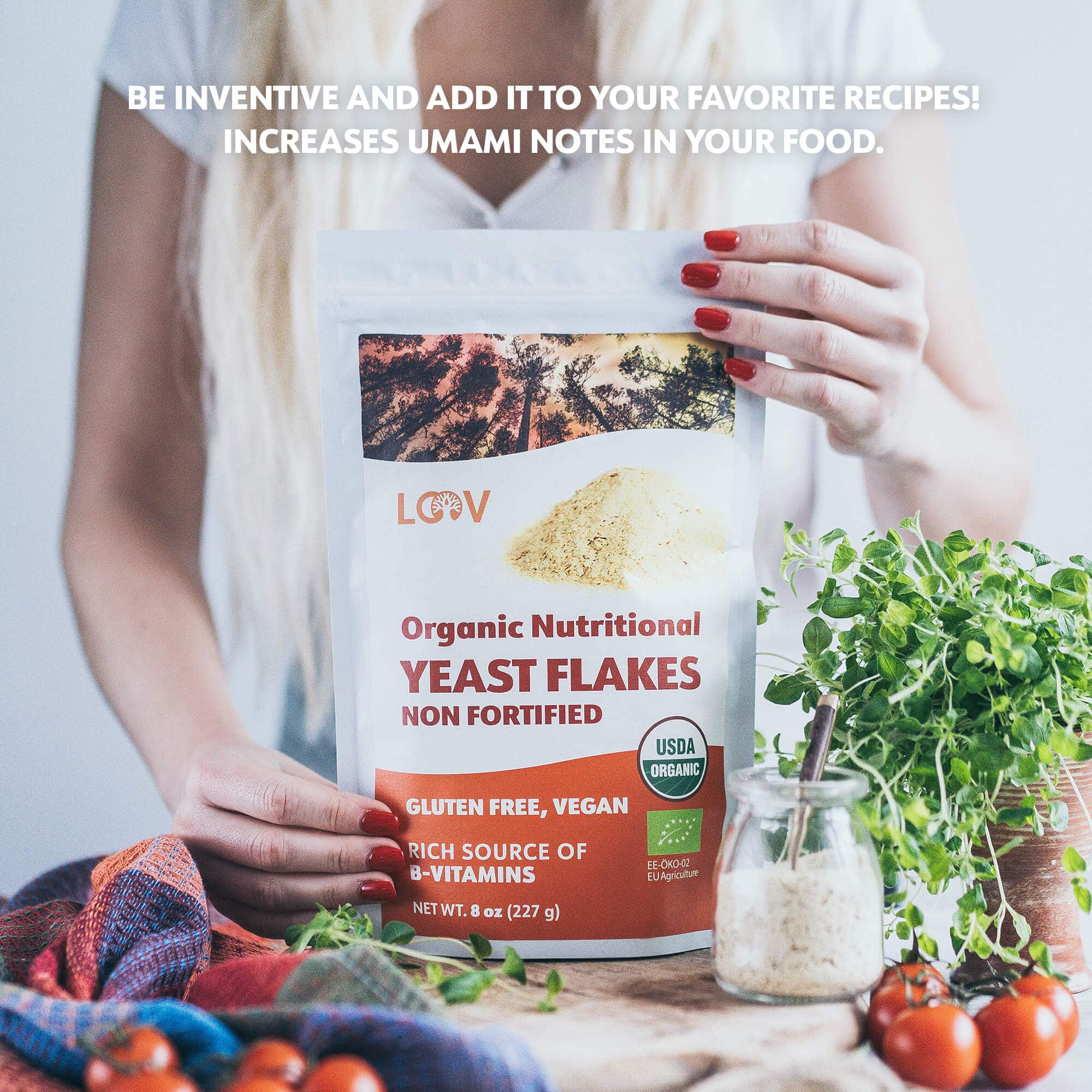LOOV - ORGANIC NON-FORTIFIED NUTRITIONAL YEAST FLAKES - 227 GRAMS